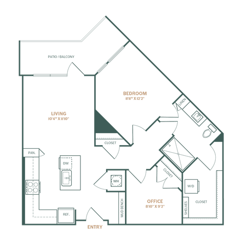 a blueprint of a 1 bedroom floor plan  schematic